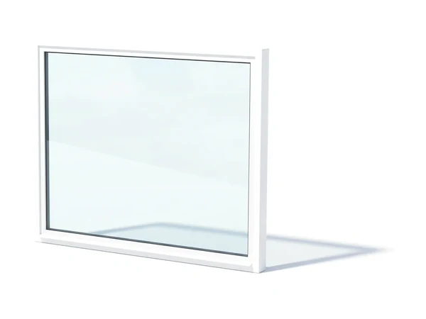 A white vinyl picture window with one large fixed pane